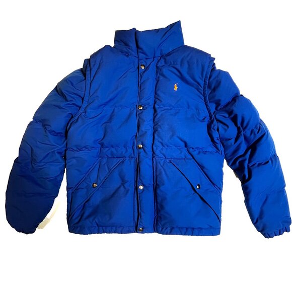 Polo Ralph Lauren Jacket/Vest Convertible Royal Blue Down Puffer Jacket Youth XL